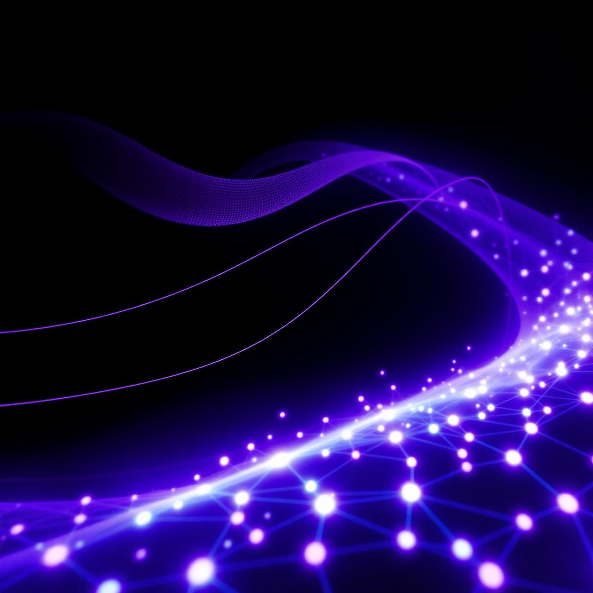 Abstract visualization of AI voice communication network